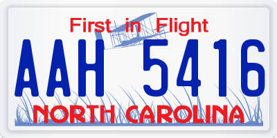 NC license plate AAH5416