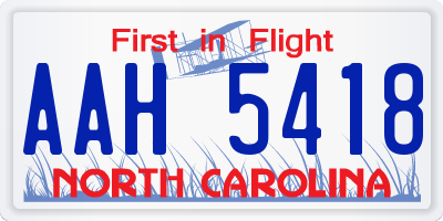 NC license plate AAH5418