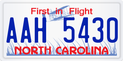 NC license plate AAH5430