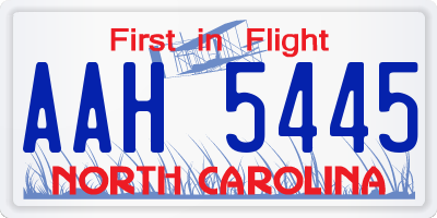 NC license plate AAH5445