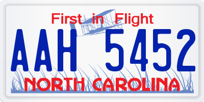 NC license plate AAH5452