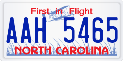 NC license plate AAH5465