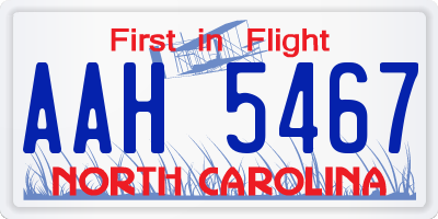 NC license plate AAH5467