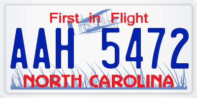 NC license plate AAH5472