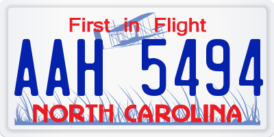 NC license plate AAH5494