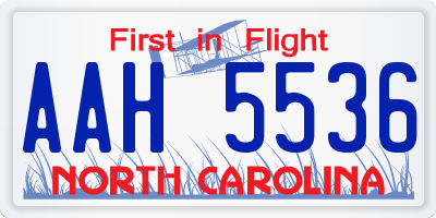 NC license plate AAH5536