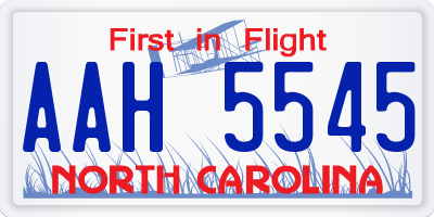 NC license plate AAH5545