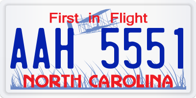 NC license plate AAH5551
