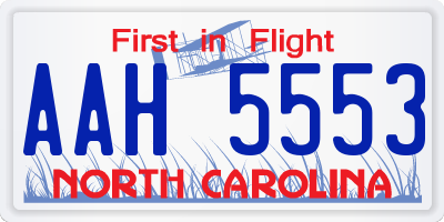 NC license plate AAH5553