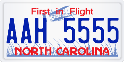 NC license plate AAH5555