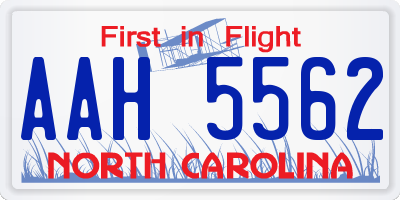 NC license plate AAH5562