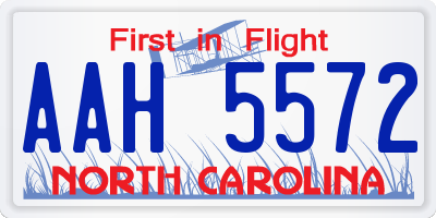 NC license plate AAH5572