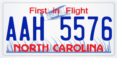 NC license plate AAH5576