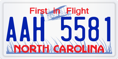 NC license plate AAH5581