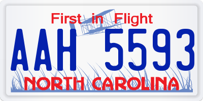NC license plate AAH5593