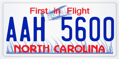 NC license plate AAH5600