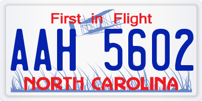NC license plate AAH5602