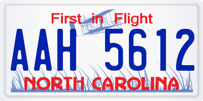 NC license plate AAH5612