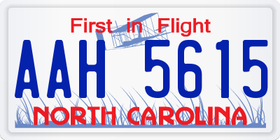NC license plate AAH5615