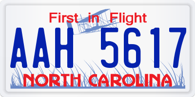 NC license plate AAH5617