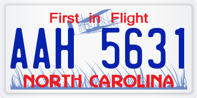 NC license plate AAH5631
