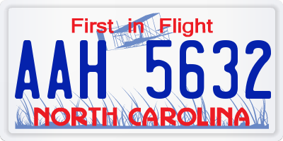 NC license plate AAH5632