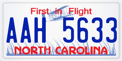 NC license plate AAH5633