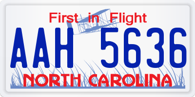 NC license plate AAH5636