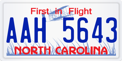 NC license plate AAH5643
