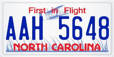 NC license plate AAH5648