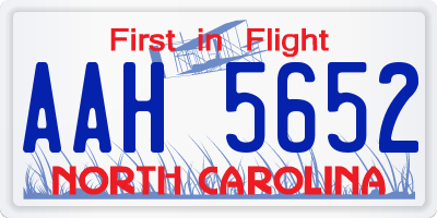 NC license plate AAH5652