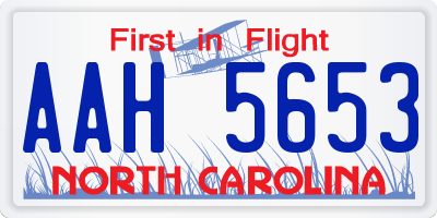 NC license plate AAH5653