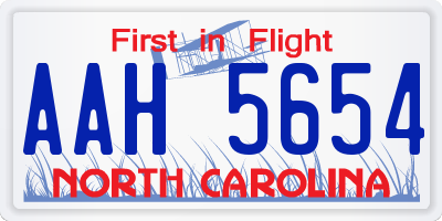 NC license plate AAH5654