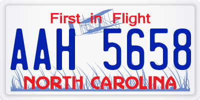 NC license plate AAH5658
