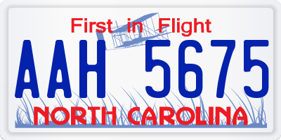 NC license plate AAH5675