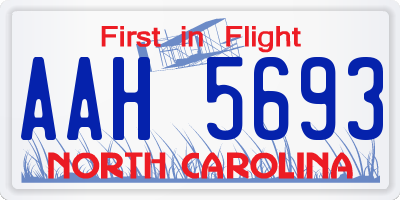 NC license plate AAH5693