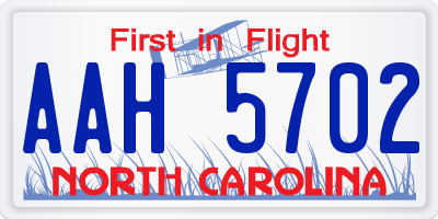 NC license plate AAH5702