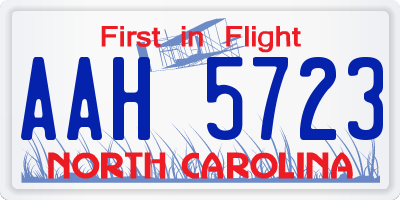 NC license plate AAH5723