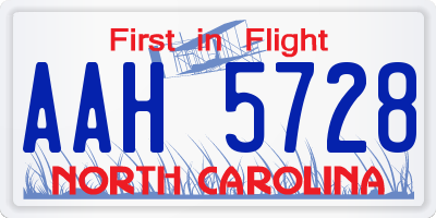 NC license plate AAH5728