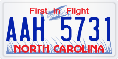 NC license plate AAH5731