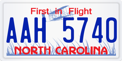 NC license plate AAH5740