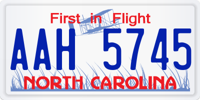 NC license plate AAH5745