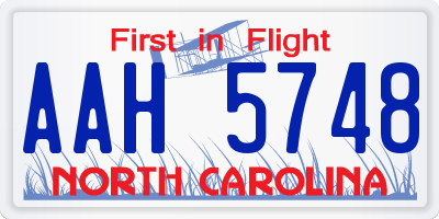 NC license plate AAH5748