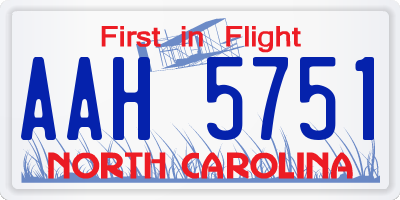 NC license plate AAH5751