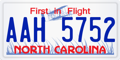 NC license plate AAH5752