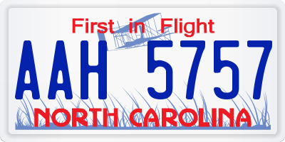 NC license plate AAH5757