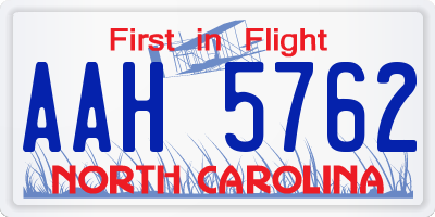NC license plate AAH5762