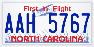 NC license plate AAH5767