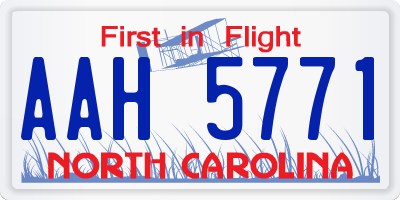 NC license plate AAH5771