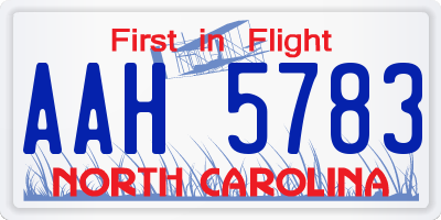 NC license plate AAH5783